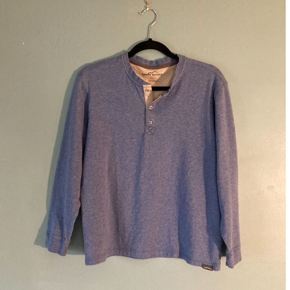 Eddie Bauer 3 button blue sweater size large